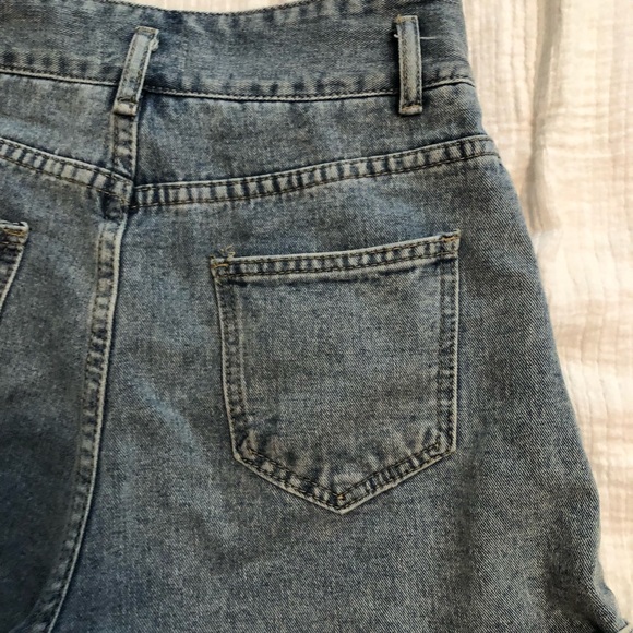 Blue High Waisted Jean Shorts - Picture 5 of 6